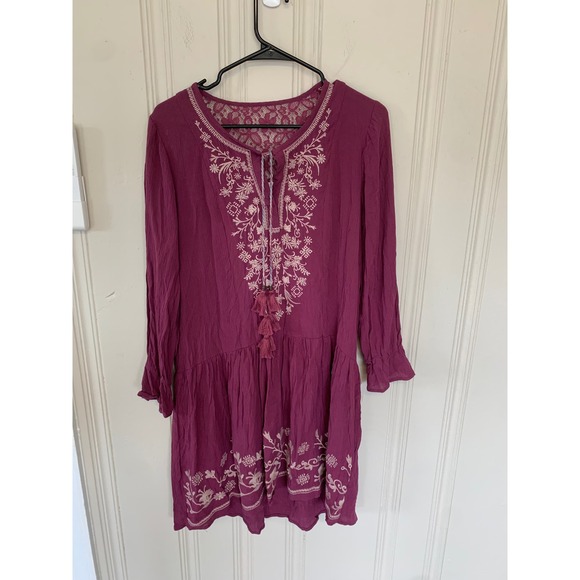 Knox Rose Dresses & Skirts - Knox Rose Embroidered Tunic Dress Purple Bohemian Lace Womens‎ Size M
